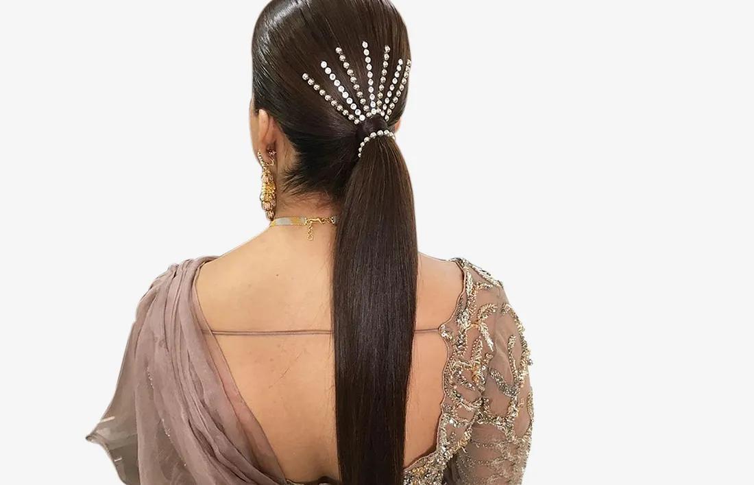 Sleek ponytail bridal hairstyle