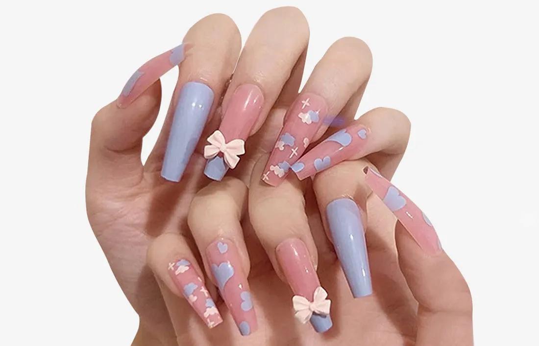 3D Nail Extensions on nails of a woman